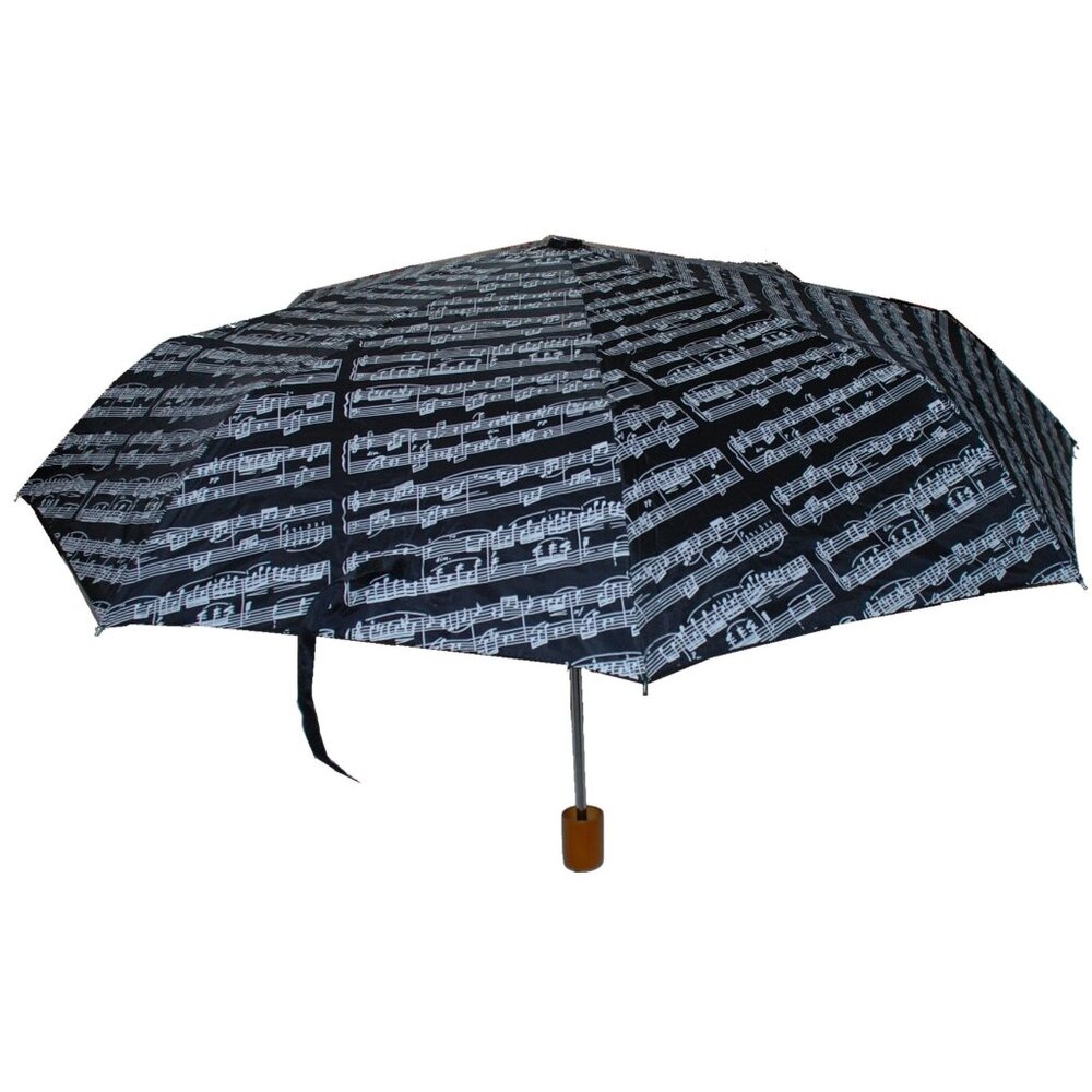 Unisex Portable Sheet Music Umbrella w Matching Sheath Black White Musician Rain